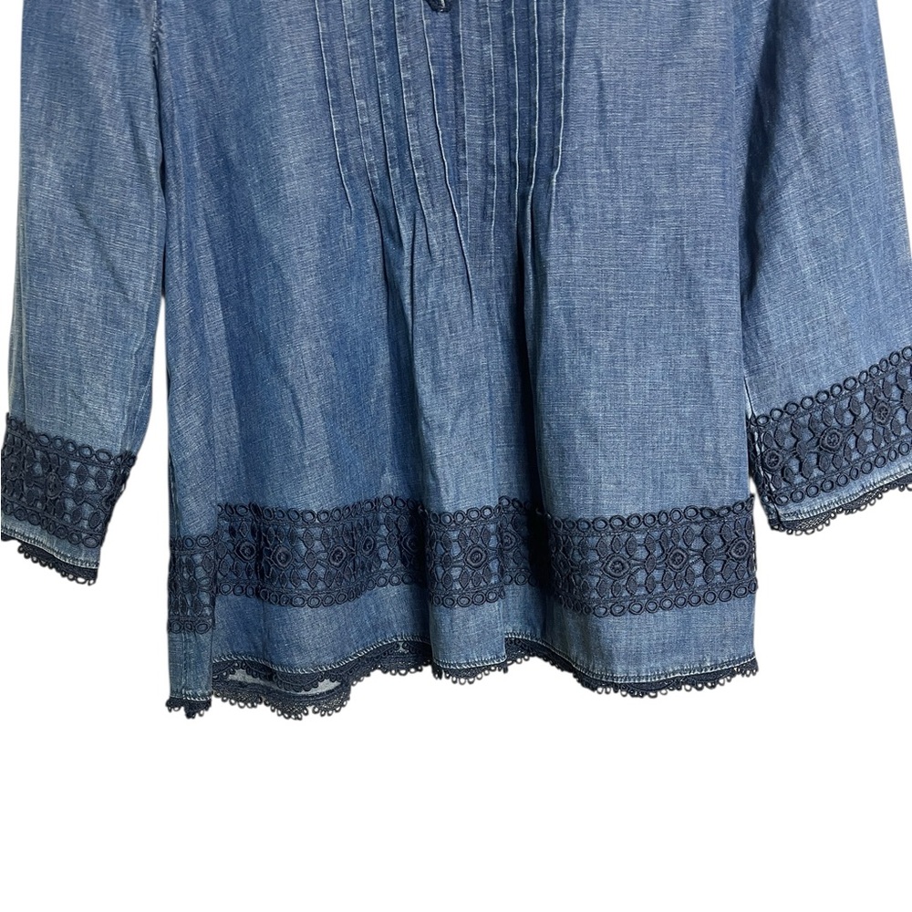 Anthropologie Holding Horses Top Perra Popover Pleated Chambray size 2 - Picture 4 of 9